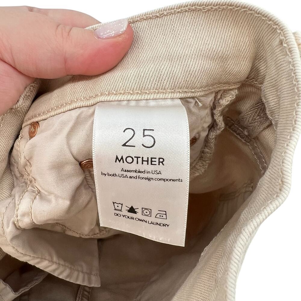 Mother Denim Insider Crop Fray Jeans Khaki Dye Distressed Size 25 - Picture 11 of 13
